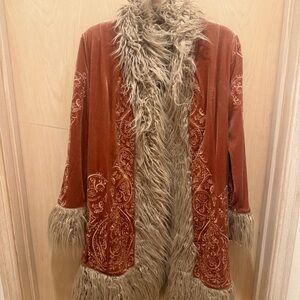 Free People Rust and Beige Teddy Jacket